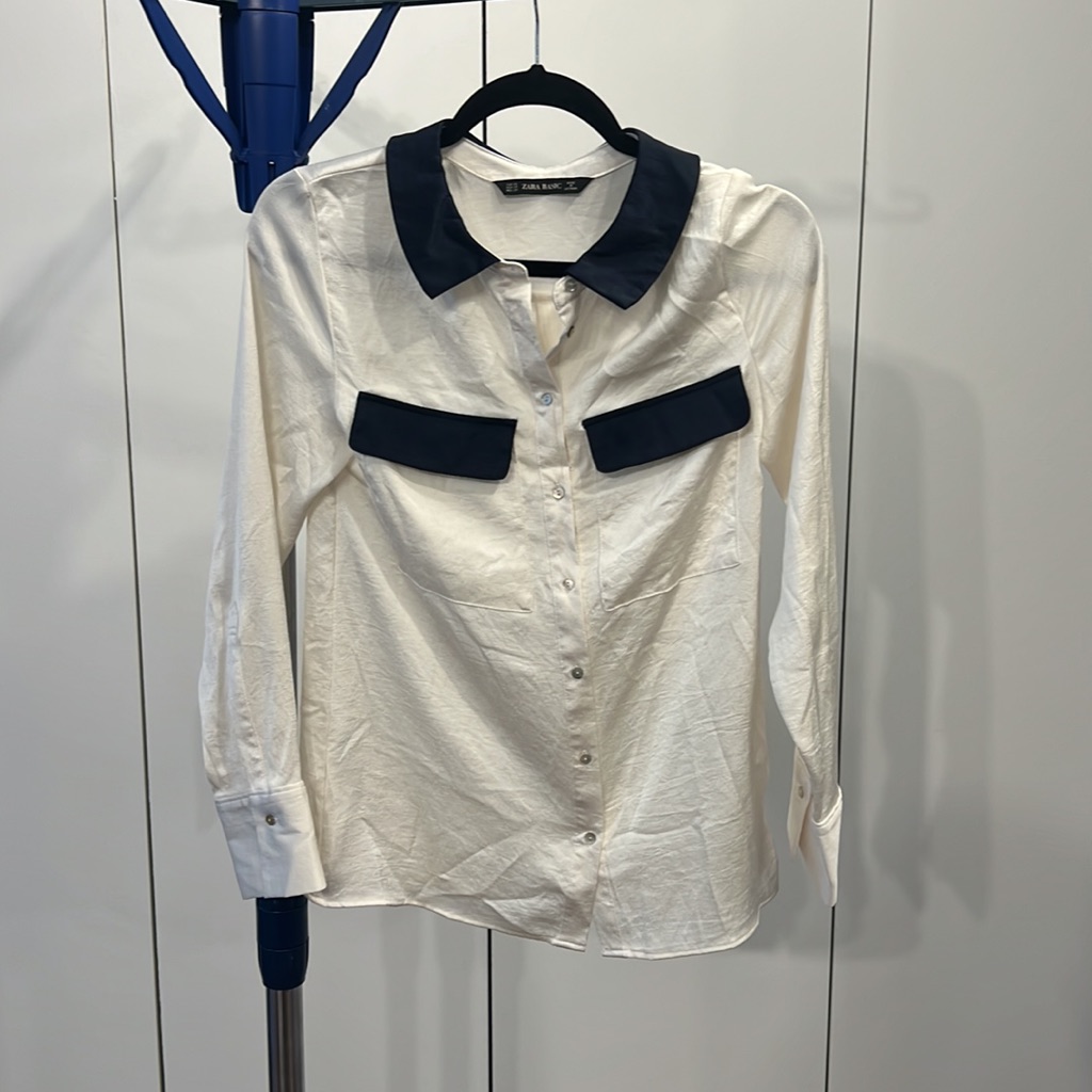 Zara Basic White Button Down Blouse